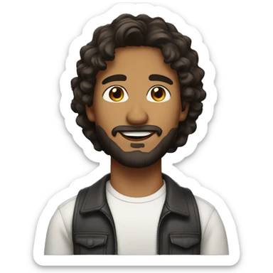 Young man with a warm medium skin tone, thick dark wavy hair, neatly trimmed beard, and an oval-shaped face.







 sticker