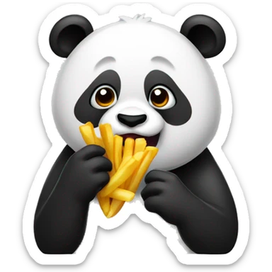 Panda eating fries sticker