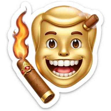 gold tooth with cigar sticker