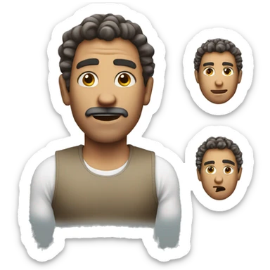 Create a male emoji who shrugs. The male emoji must have curly hair sticker
