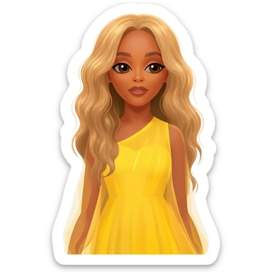 Beyonce with long strawberry blonde hair, yellow dress sticker