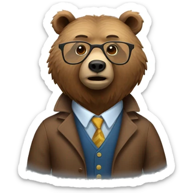 Grizzly bear dressed as a university professor  sticker