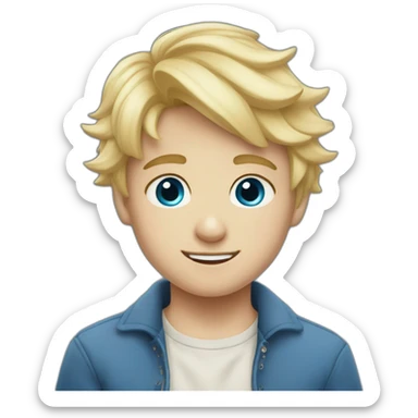 Little boy named Tommy with a blonde bow cut  blue eyes ￼ sticker