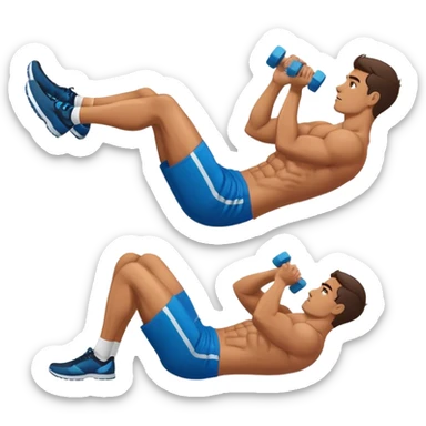 side-view of guy doing decline abdominal Crunches with sixpack sticker