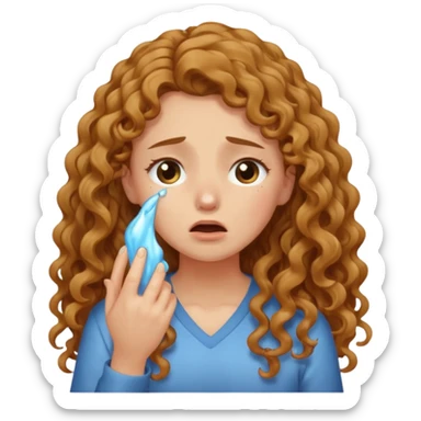 long light brown curly hair girl bawling  sticker