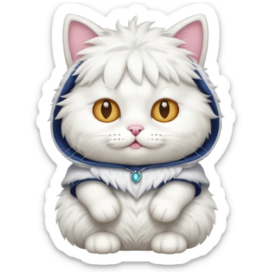 white cat with funny costume sticker