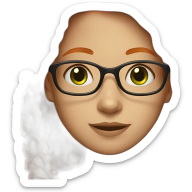 Girl with court orange hair and green eyes and glasses sticker