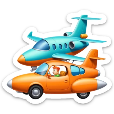 Jetson plane to Flinstones car sticker