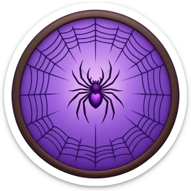 a circular frame of glowing purple spider webs with tiny bats  sticker