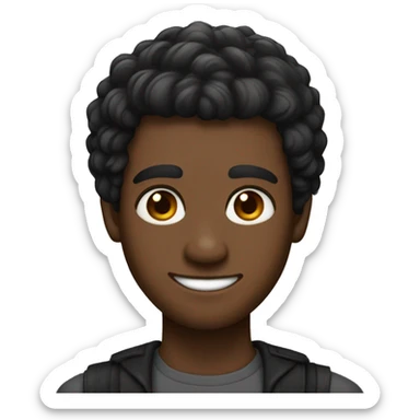 Homem Negro de 18 anos com olhos pretos cabelos pretos e corte de cabelo Caesar sticker