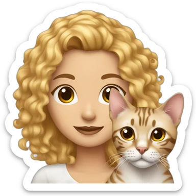 Pretty-curly-blonde-woman-with-bengal-cat sticker