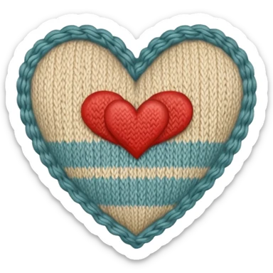 Vintage pattern, Knitted textured, neutral colored heart  sticker