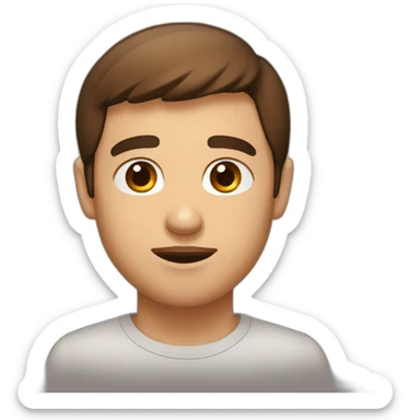 homme brun yeux marrons mangeant sticker