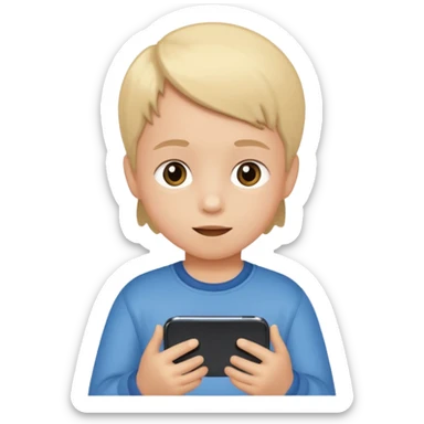 un niño de entre 3 - 10 años jugando con su celular sticker
