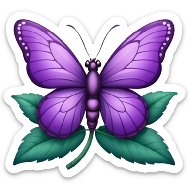 Mariposa color morado en una flor sticker