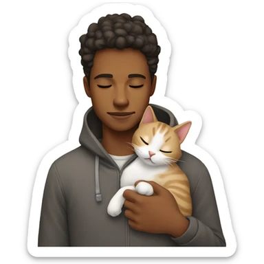 Young man with cat sleeping sticker