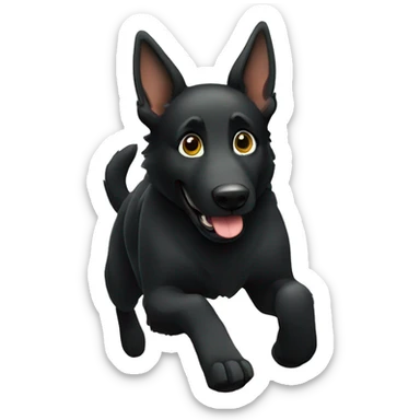 cartoon black german shepherd running sticker