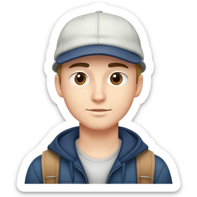 Guy wearing a cap with a cool pose sticker