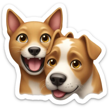 a cat and a dog having fun sticker