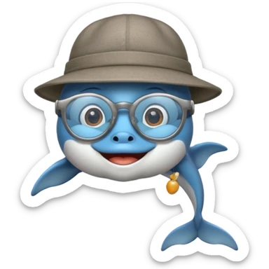 dolphin wearing glasses and a hat sticker