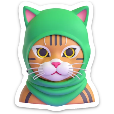 cat in a green balaclava sticker