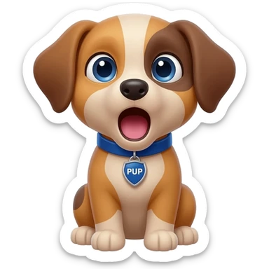 Small police puppy which is screaming the word "PUP" sticker
