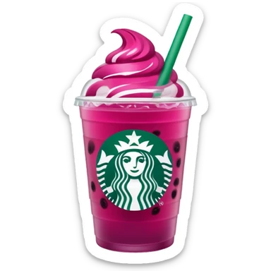 Starbucks dark pink dragonfruit refresher. no pink cream on top. starbucks logo. sticker
