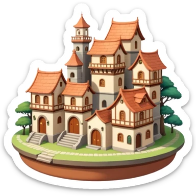 Ghibli-style little city and small home sticker