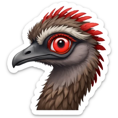 Emu head and neck with red eyes sticker