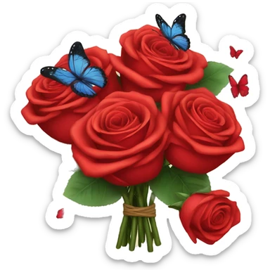 Red Roses bouquet with butterflies sticker