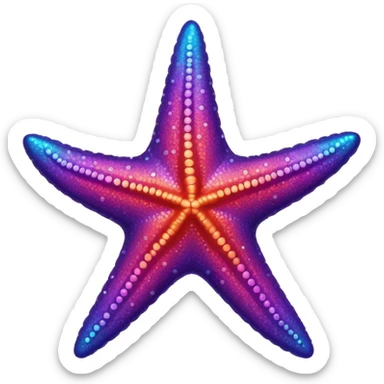 color gradient between red and purple glitter starfish sticker