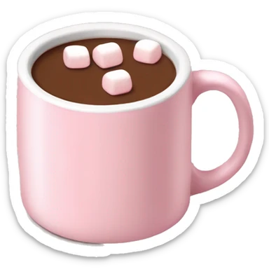 Light Pink mug of hot chocolate with marshmallows  sticker