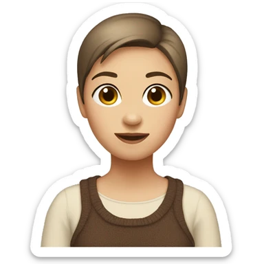 Mel is chubby female short hair wear brown jumper sticker