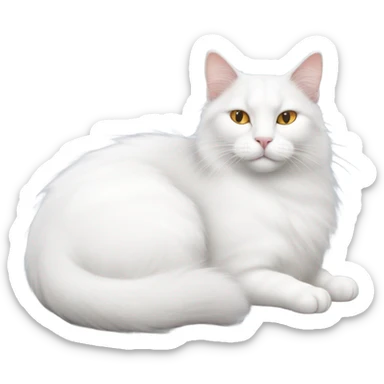 White Turkish van curled up sleeping sticker