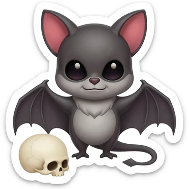 Bat and human skull together in one frame in animation witn full ultra hd. Both the object should be clear sticker