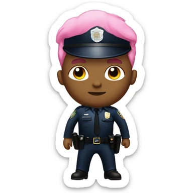 brown cop with pink hair sticker