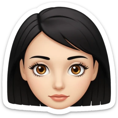 Women with brow skin and black haircut brown eyes , long lashes pretty and dimples   sticker