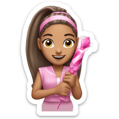 Ariana grande holding a pink wand sticker