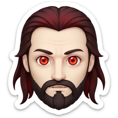 Evil, shadowie Male lord with Red glowing eyes and Long darkBrown Hair and chin beard sticker