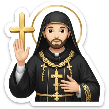 Orthodox Christian priest crossing himself (making the sign of the cross) with the movement of the Cross outlined in gold streaks sticker