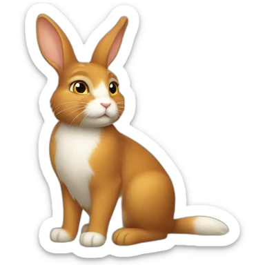 lapin blanc lapin noir et chat roux  sticker