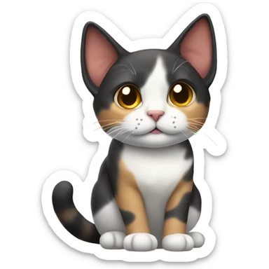 Tricolor fold-eared cat sticker