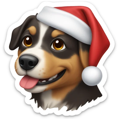 Perro en un tobogán disfrazado de santa sticker