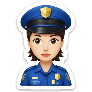 police woman with dark brown hair and bright skin sticker