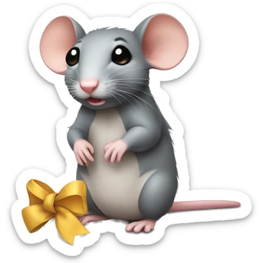 rat with cute bow sticker