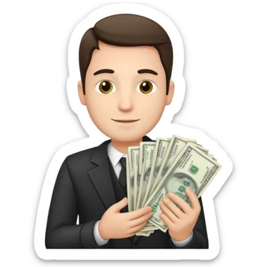 An American man with money in his hands sticker