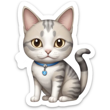 disabled grey and white cat in pet mobility aide sticker