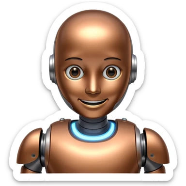 smiling humanoid robot sticker
