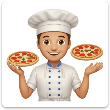 smiling Italian chef spinning pizza dough sticker
