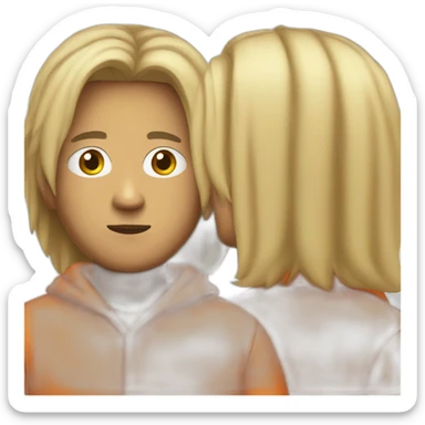 Asian man in prison orange jumpsuit sticker